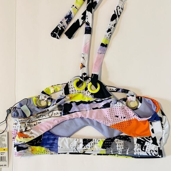 The Bikini Lab News Flash Artsy Bandeau Strappy Bikini Top Size Medium - Picture 7 of 12